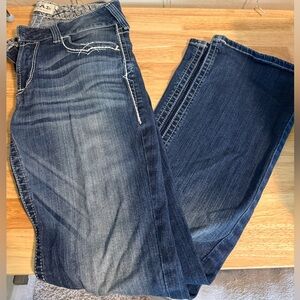 Ariat Blue Boot Cut Jeans with Vintage Distressing